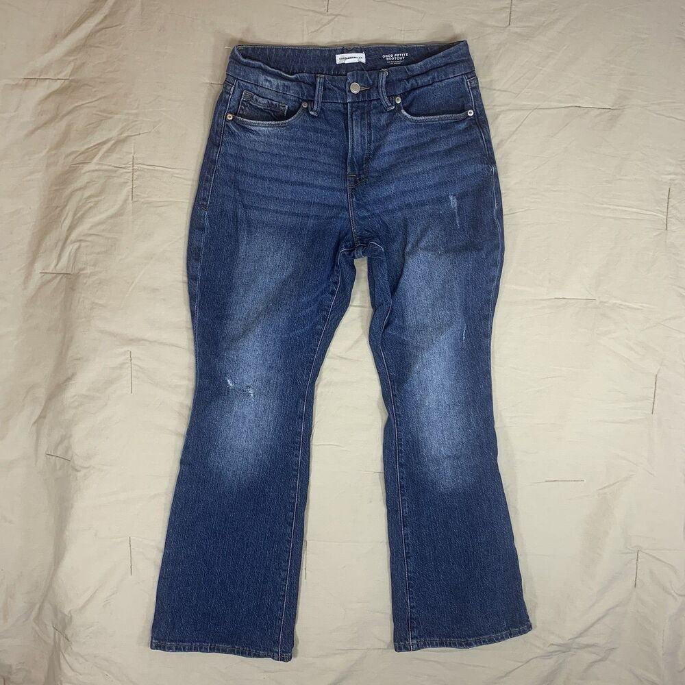 Good American Jeans Womens 6/28 Blue Good Petite Bootcut Mid Rise 30x30